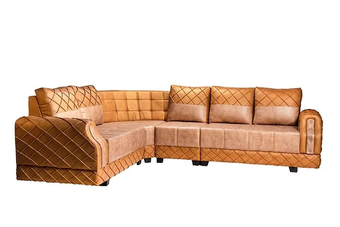 VIVDeal Andro Camel & Beige L Corner Sofa Set